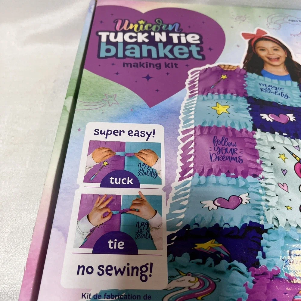 Pretty Me Unicorn Tuck N' Tie Fleece Blanket Making Kit DIY Crafts for Girls